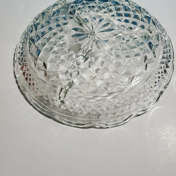 Vintage Relish Dish Anchor Hocking Wexford Clear 3-Part Heavy Pressed Glass - Picture 4 of 6